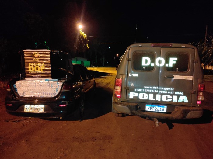 Dupla tenta fugir e é presa pelo DOF com carro carregado com cigarro contrabandeado