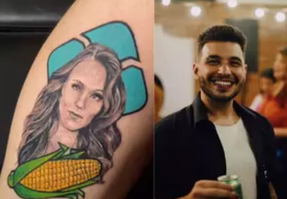 Empresário homenageia Larissa Manoela com tatuagem de milho e PIX após polêmica com pais