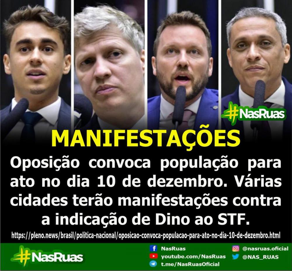 Parlamentares da oposição convoca população para ato no dia 10 de dezembro