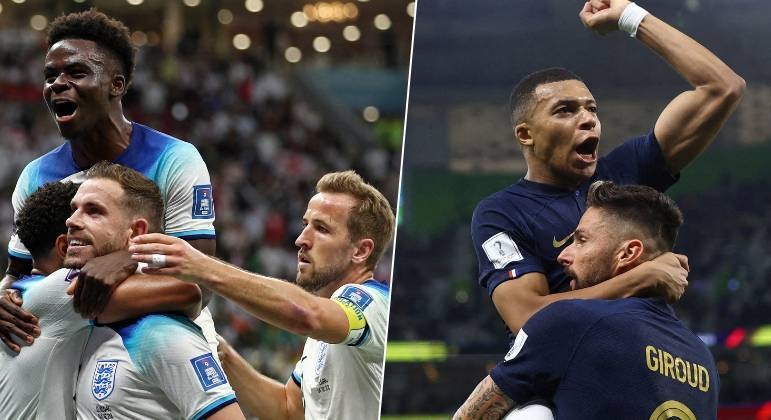 Inglaterra e França: duelo das quartas de final hoje às 15h (MS)
