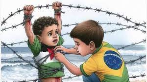 Janja compartilha desenho de menino brasileiro resgatando criança palestina