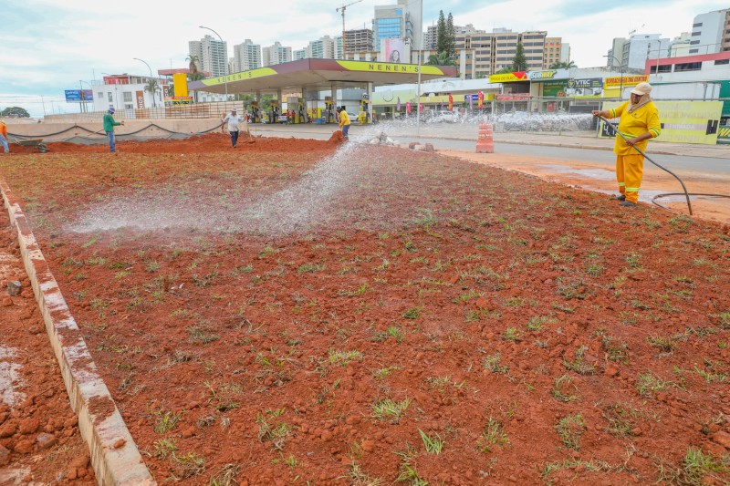 Grama já ocupa 1.450 m² do boulevard do Túnel de Taguatinga