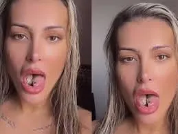 Andressa Urach desafia religiosos com língua bifurcada e declara: “Vou Falar de Jesus com minha língua de serpente”