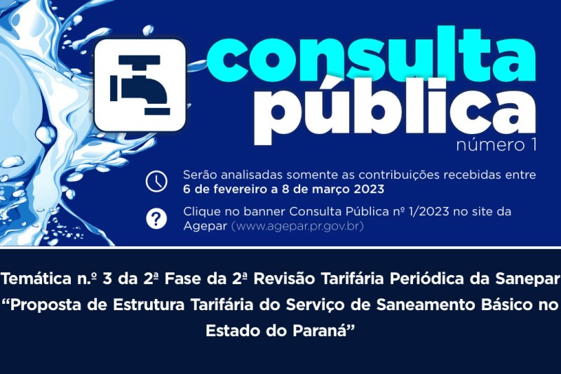 Agepar abre consulta pública para população opinar sobre a estrutura tarifária da Sanepar