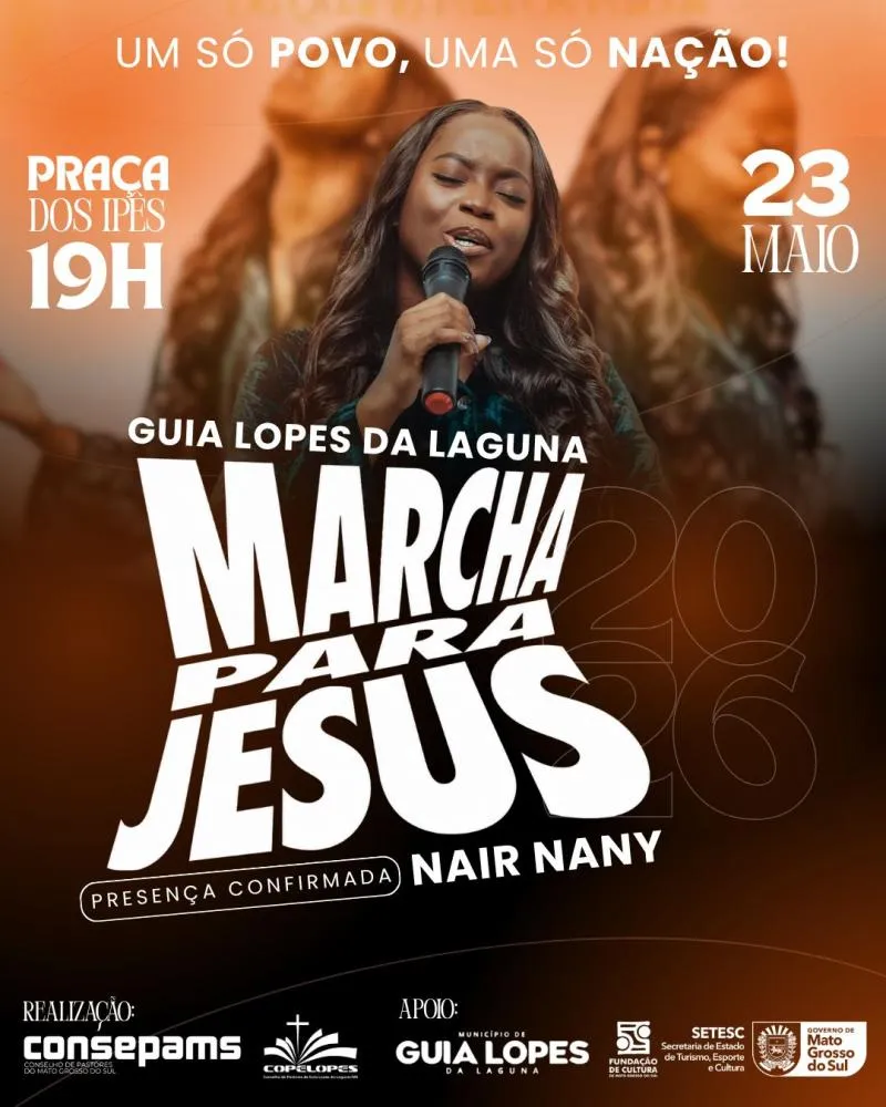Guia Lopes da Laguna será palco de clamor e unidade cristã em grande Marcha para Jesus