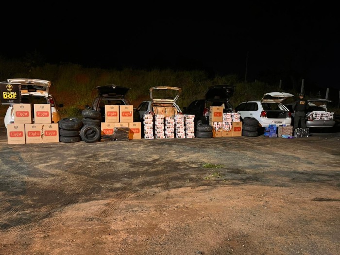 Seis veículos com produtos contrabandeados do Paraguai foram apreendidos pelo DOF em Sidrolândia