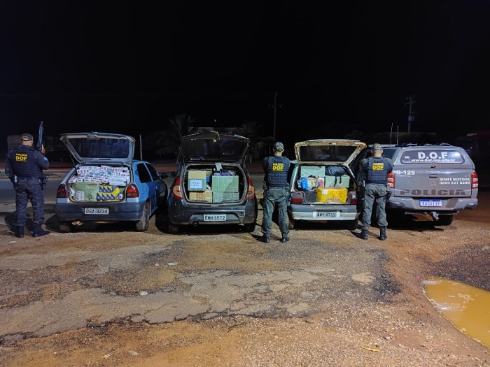 Três veículos foram apreendidos pelo DOF carregados com produtos ilegais