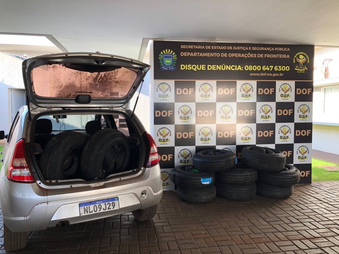 Mais de 49 mil reais em pneus foram apreendidos pelo DOF na MS-379