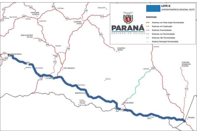 Governo divulga vencedor de licitação para obras de R$ 27,5 milhões na PRC-280
