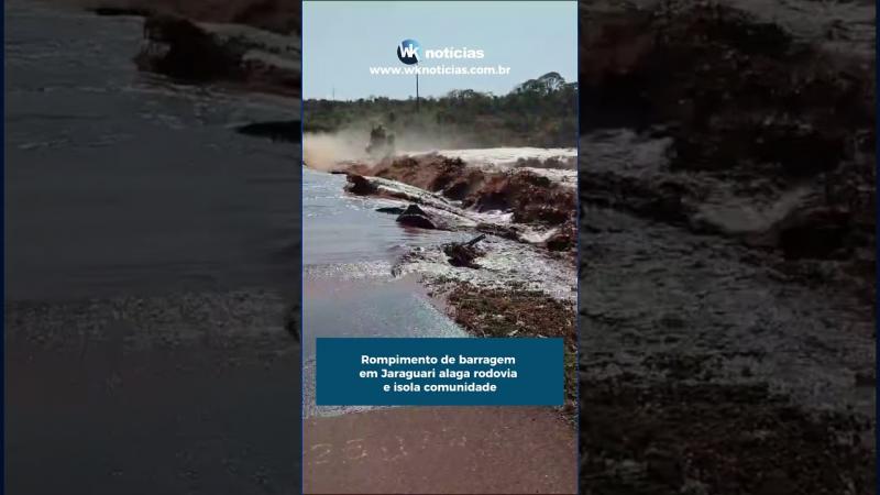 Rompimento de barragem em Jaraguari alaga rodovia e isola comunidade