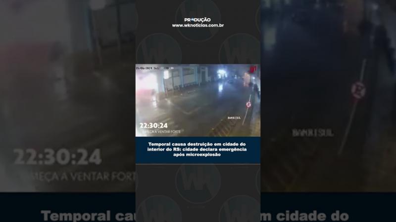 Temporal causa destruição em cidade do interior do RS: cidade declara emergência após microexplosão