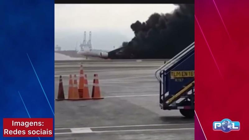 Durante decolagem avião da TAM bate em caminhão e pega fogo no Peru